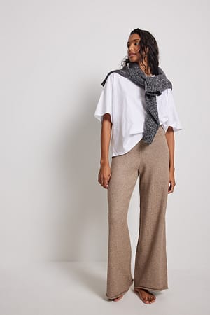 Beige Pantalon large en maille