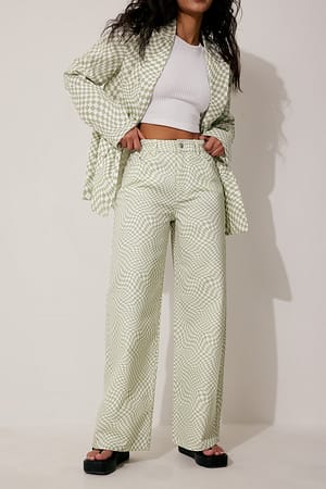 Checked Green Jean évasé