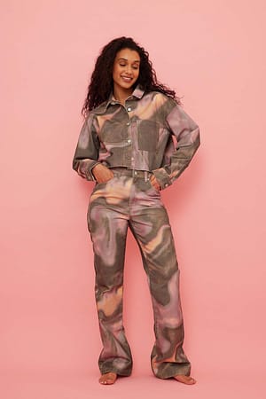 Pink Print Jean évasé jambe large recyclé