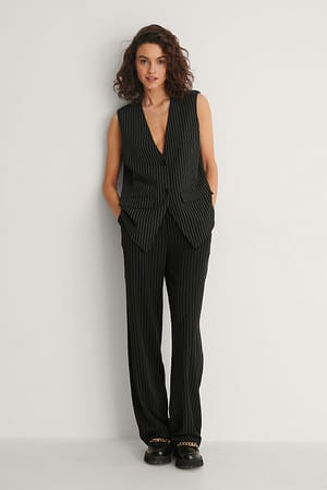 Black Stripe Pantalon rayé ample recyclé