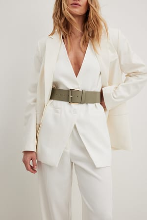 Beige Ceinture large en similicuir