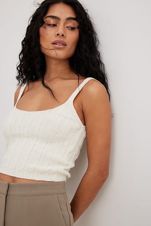 Offwhite Crop top en maille à larges côtes