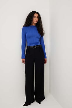 Wide Rib Trumpet Sleeve Top Outfit