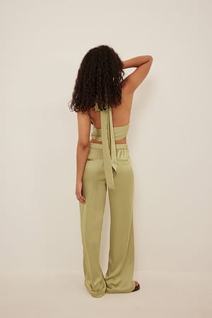 Green Pantalon satin