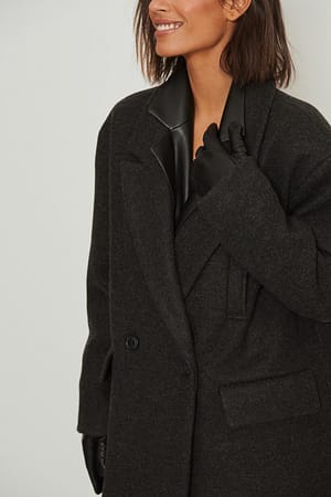 Black Gants en cuir coupe ample