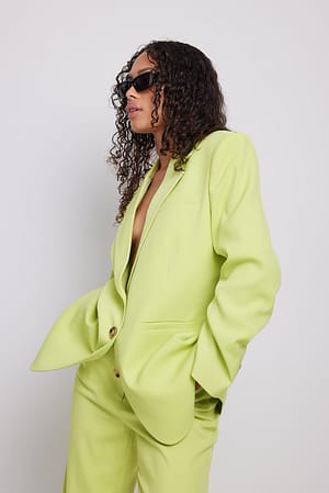 Green Blazer surdimensionné à épaules larges