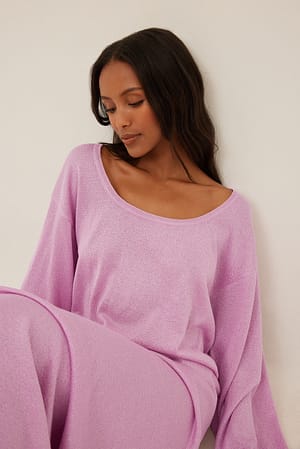 Pink Robe longue en maille à manches larges