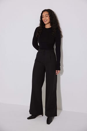 Black Pantalon large tissé