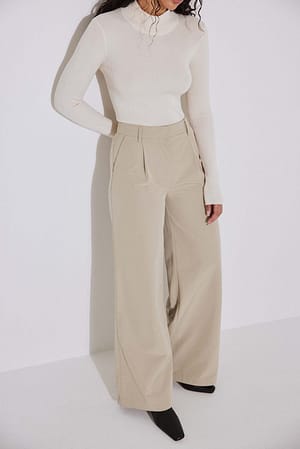 Light Beige Pantalon large tissé