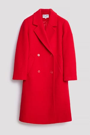 Red Manteau à double boutonnage en laine mélangée