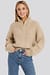 Wool Blend Half Zip Cable Sweater
