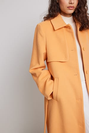 Orange Manteau oversize, mélange de laine