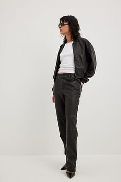 Worn Out Look PU Pants Outfit