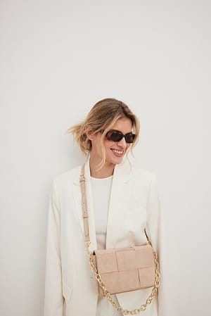 Beige Sac bandoulière tissé