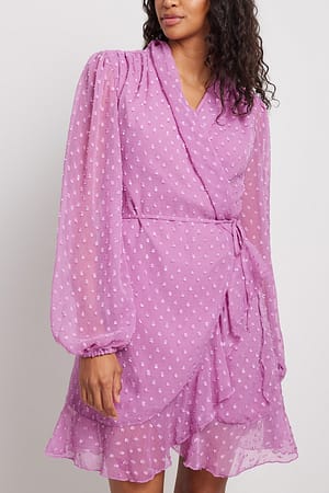 Dark Mauve Robe portefeuille courte en plumetis