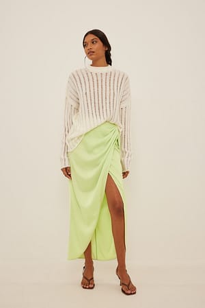 Light Green Jupe portefeuille maxi