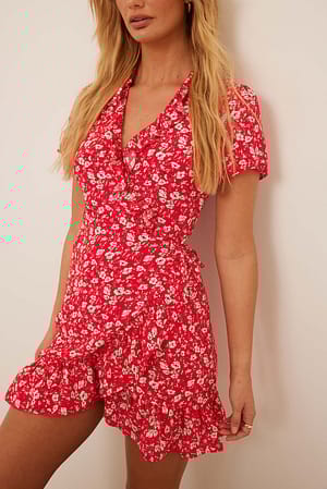 Red Floral Robe mini portefeuille