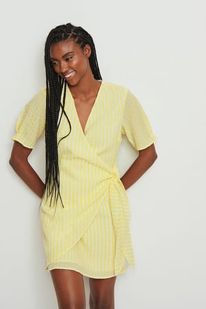 Yellow Check Robe Cache-Coeur À Nouer