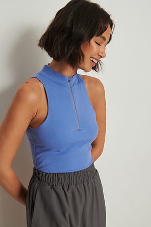 Blue NA-KD Débardeur à détail zippé