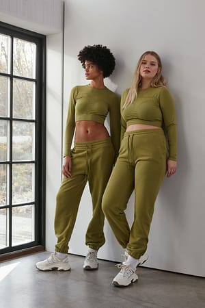 Green Pantalon De Survêtement À Ourlet Zippé