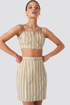 Light Beige Nicci Hernestig x NA-KD Zipped Skirt