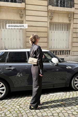 Black Pantalon de tailleur cargo à plis