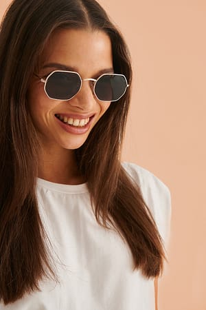 Black/Gold Octagon Frame Sunglasses
