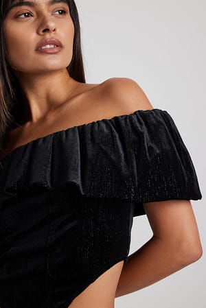 Black Haut style corset en velours à épaules dénudées