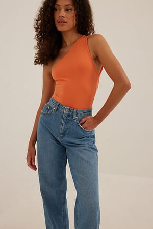 Orange Body asymétrique à bretelles dans le dos