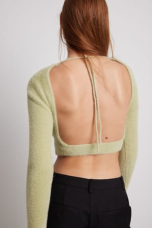 Light Green Pull en tricot à dos ouvert