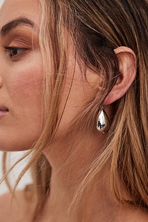 Silver Boucles d'oreilles ovales avec perles