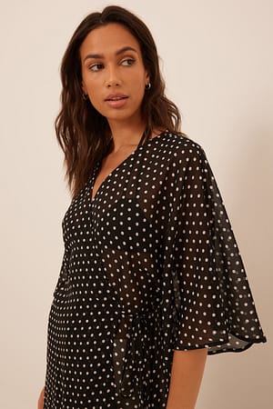 Black/White dots Robe caftan