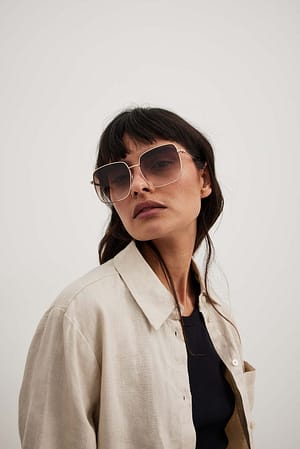 Beige Lunettes de soleil rétro