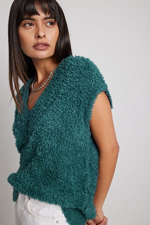 Dark Green Débardeur oversize coupe carrée en maille