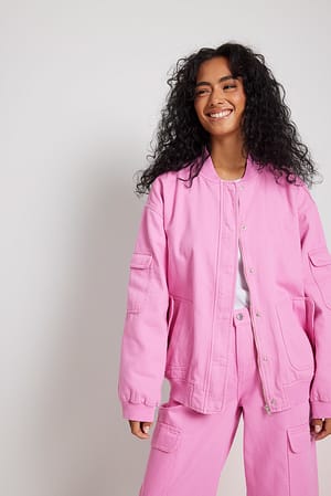 Pink Bomber oversize en jean