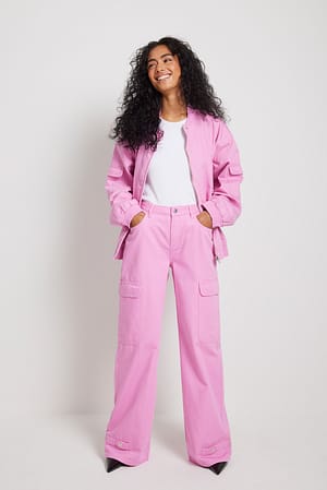 Pink Jean oversize à détails