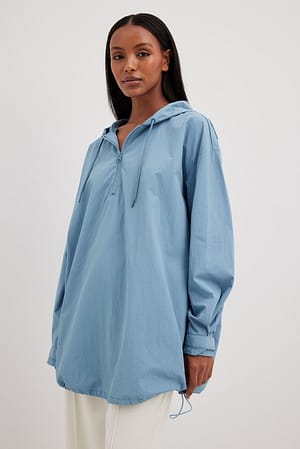 Blue Sweatshirt à capuche surdimensionné avec cordon de serrage