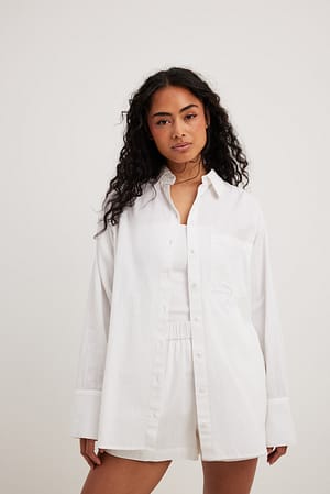 White Chemise oversize effet lin