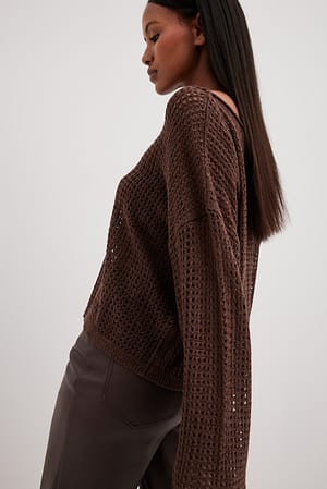 Dark Brown Pull oversize ample en maille