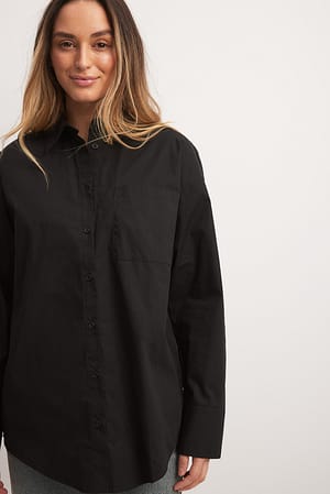 Black Chemise oversize en coton avec poche