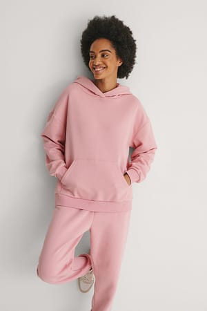 Dusty Pink Sweatshirt à capuche à poche oversize