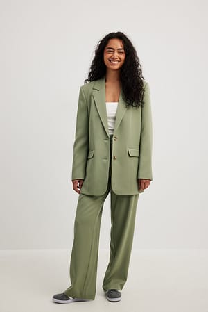 Tea Green Blazer oversize à surpiqûres