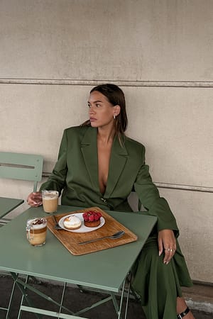 Forest Green Blazer oversize coupe droite