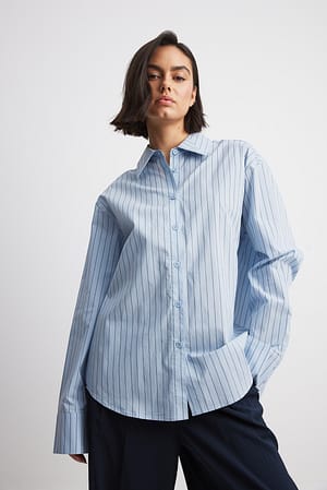Blue Stripe Chemise oversize en coton à rayures