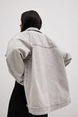 Light Grey Veste zippée oversize en denim