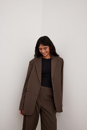 Brown Oversized Sharp Lapel Blazer