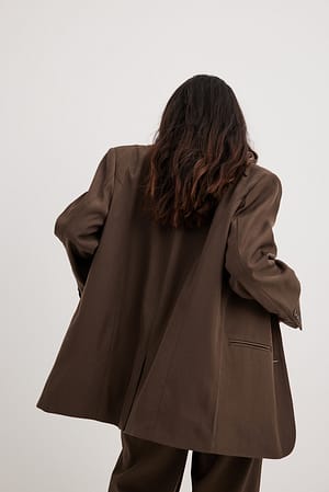 Brown Oversized Sharp Lapel Blazer