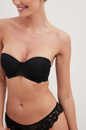 Black Soutien-gorge rembourré à armatures sans bretelles