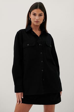 Black Paola Locatelli x NA-KD Chemise en jean à poche