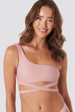 Pink Single Shoulder Bikini Top